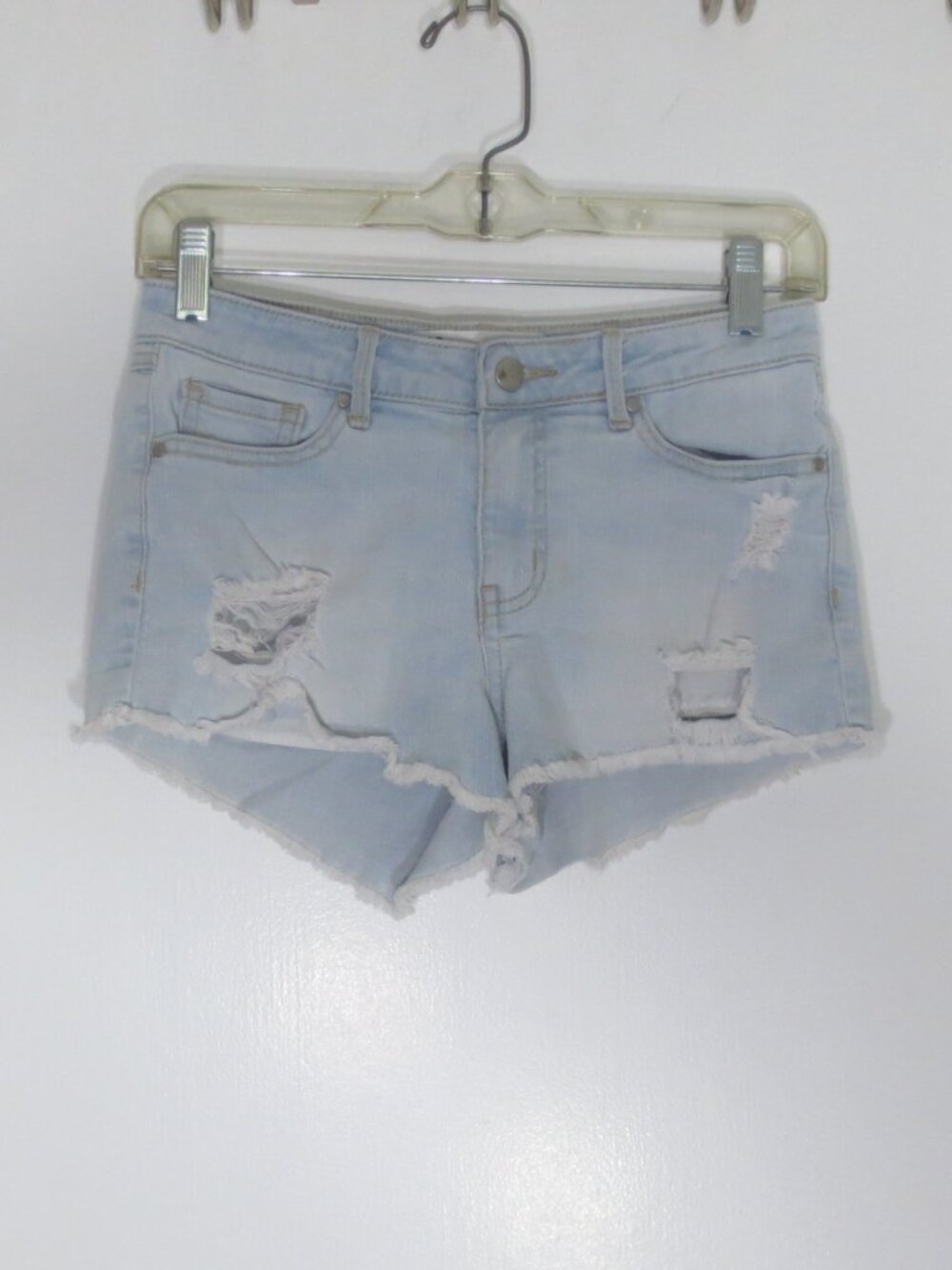 90s RSQ Venice Shorts Lite Wash Cut Off Ripped Denim Stretch Shotie Size 25 Jr 1